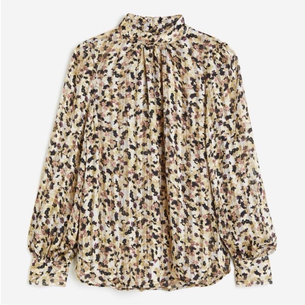 H&M Stand Up Collar Floral Print Blouse XS - Picture 1 of 8